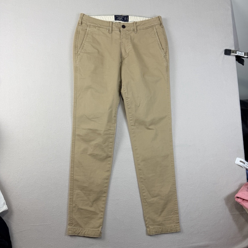 Abercrombie Fitch Men's Felix Super Slim Stretch Pants 28W 30L Beige Chino